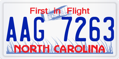 NC license plate AAG7263