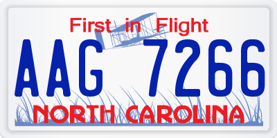 NC license plate AAG7266