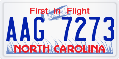 NC license plate AAG7273