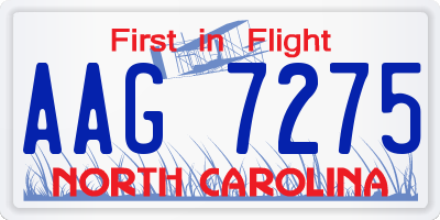 NC license plate AAG7275