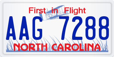 NC license plate AAG7288