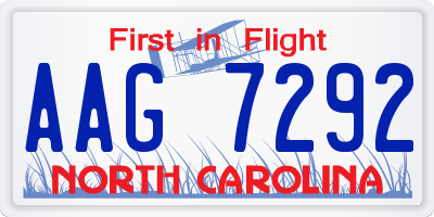 NC license plate AAG7292