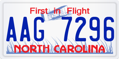 NC license plate AAG7296