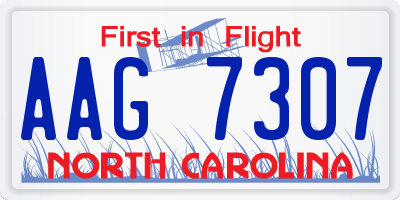 NC license plate AAG7307