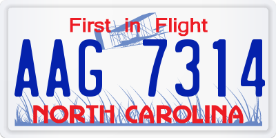 NC license plate AAG7314