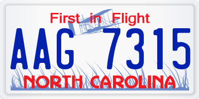 NC license plate AAG7315