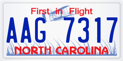 NC license plate AAG7317