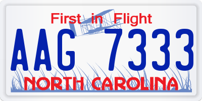 NC license plate AAG7333