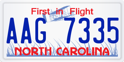 NC license plate AAG7335