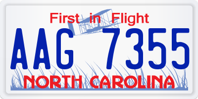 NC license plate AAG7355