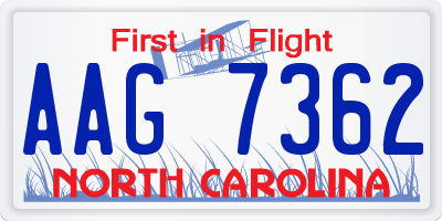 NC license plate AAG7362