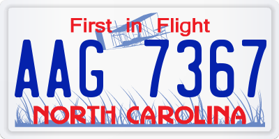 NC license plate AAG7367