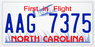 NC license plate AAG7375