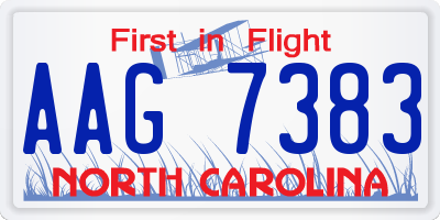NC license plate AAG7383