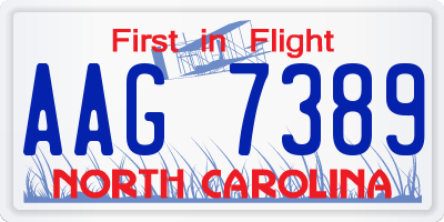 NC license plate AAG7389