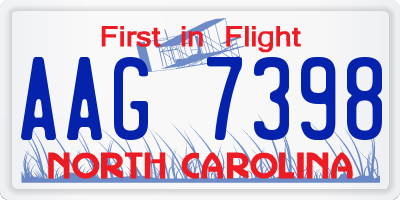 NC license plate AAG7398