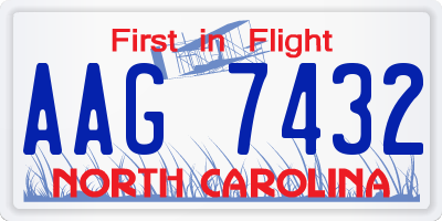 NC license plate AAG7432