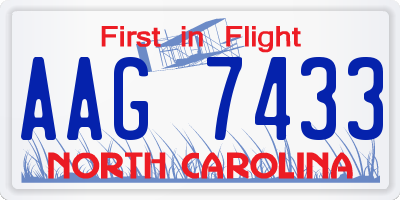NC license plate AAG7433