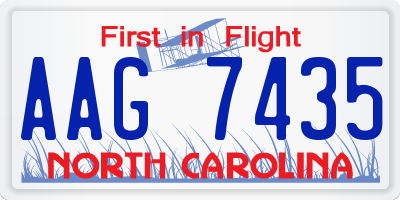 NC license plate AAG7435