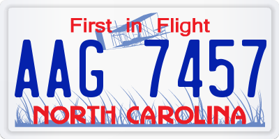 NC license plate AAG7457
