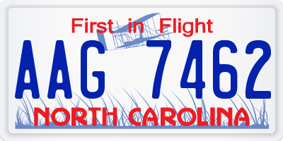 NC license plate AAG7462
