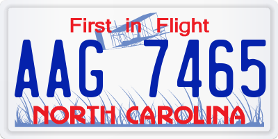 NC license plate AAG7465