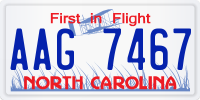 NC license plate AAG7467