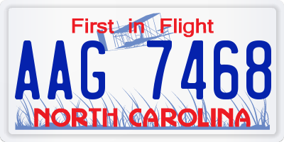 NC license plate AAG7468