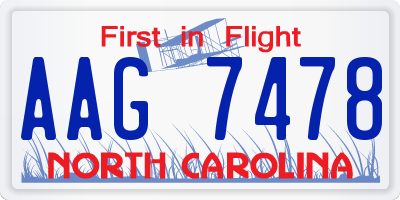 NC license plate AAG7478