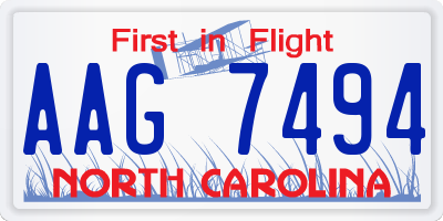 NC license plate AAG7494