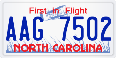 NC license plate AAG7502