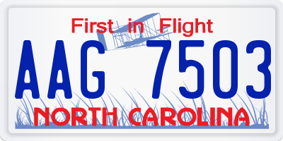 NC license plate AAG7503