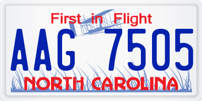 NC license plate AAG7505