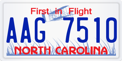 NC license plate AAG7510