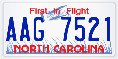 NC license plate AAG7521