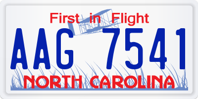 NC license plate AAG7541