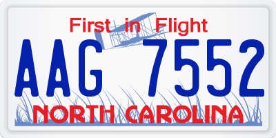 NC license plate AAG7552