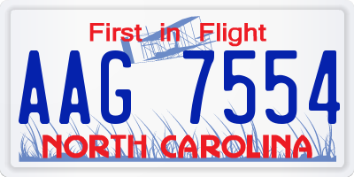 NC license plate AAG7554