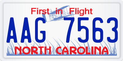 NC license plate AAG7563