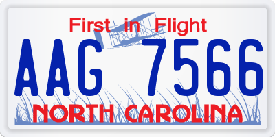 NC license plate AAG7566