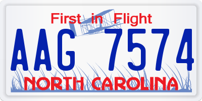 NC license plate AAG7574