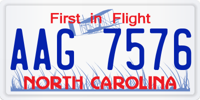 NC license plate AAG7576