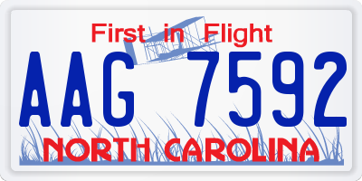 NC license plate AAG7592