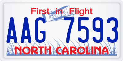 NC license plate AAG7593