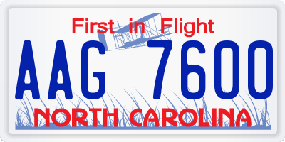 NC license plate AAG7600