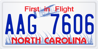 NC license plate AAG7606
