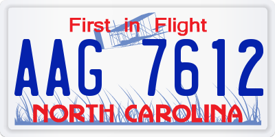 NC license plate AAG7612