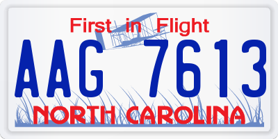 NC license plate AAG7613