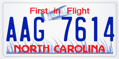 NC license plate AAG7614