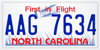 NC license plate AAG7634